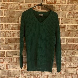 Style & Company Dark Green Cable V-neck Sweater